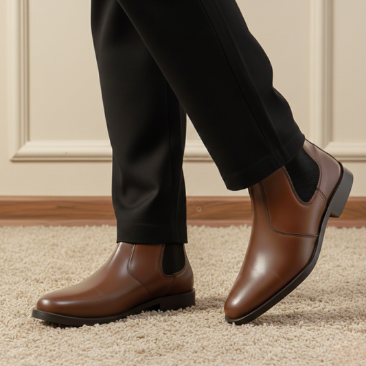 Premium Brown Leather Chelsea boots