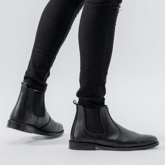 Matt Black Cow Leather Chelsea boots