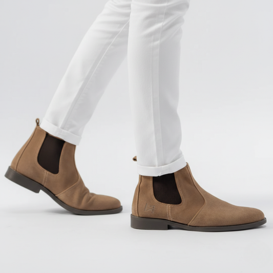 FAWN SUEDE CHELSEA BOOTS