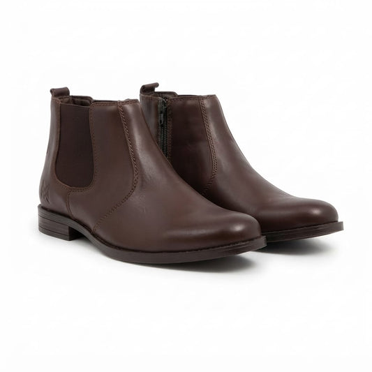 ERA BROWN LEATHER CHELSEA BOOTS ZIP