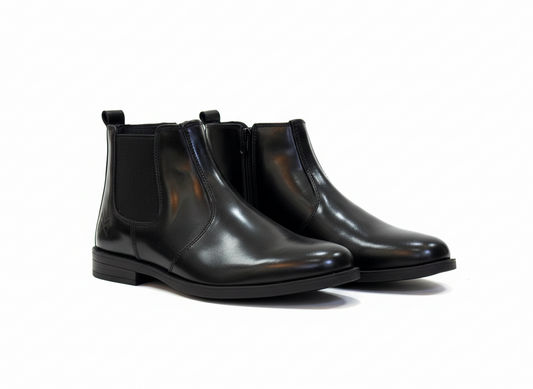 ERA BLACK LEATHER CHELSEA BOOTS ZIP