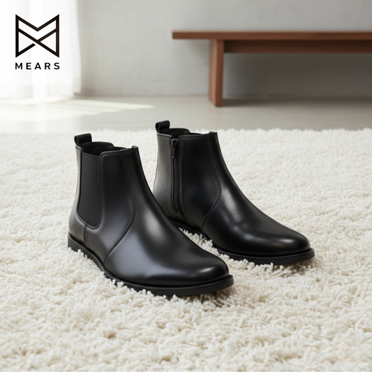 ERA BLACK LEATHER CHELSEA BOOTS ZIP