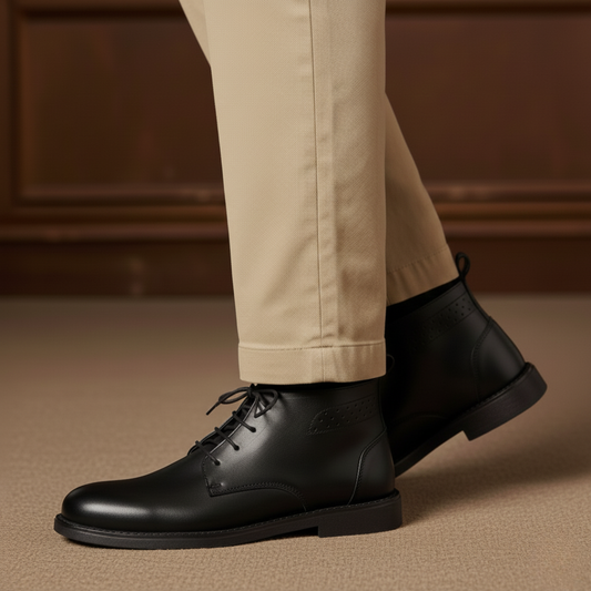 MEARS LEATHER CHUKKA BOOTS BLACK